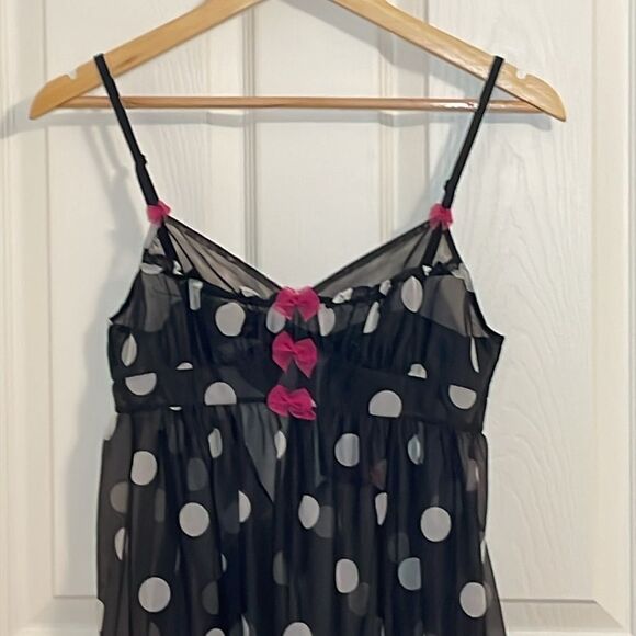 Betsey Johnson Valentine’s Negligée Ink Bows, Sheer Black, Small - Picture 2 of 8